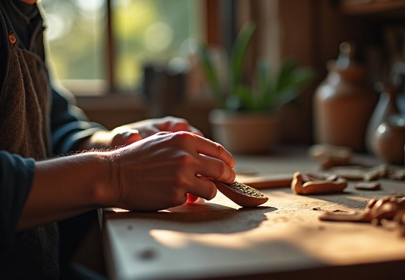 Atelier de création de bijoux artisanaux en bois