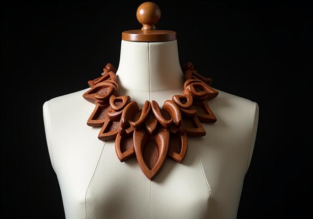 Colliers artistiques en bois sculptural