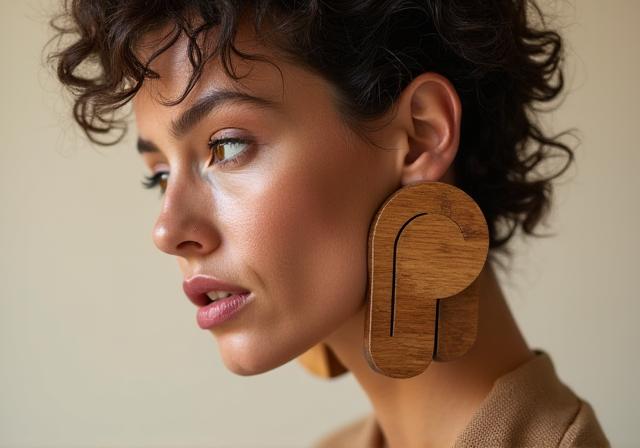 Boucles d'oreilles oversize en bois design