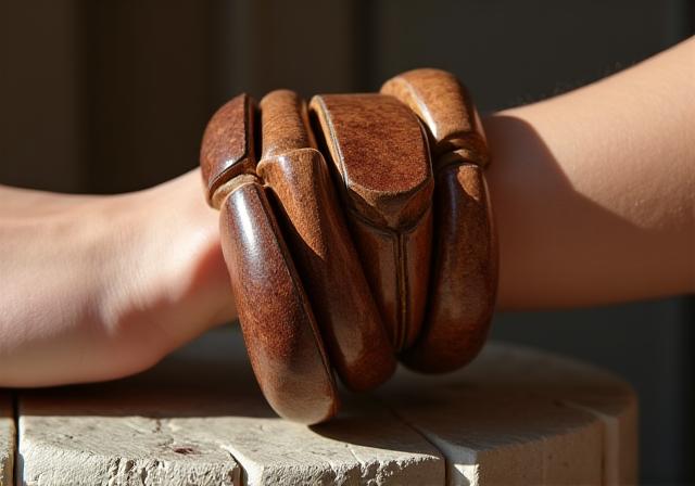 Bracelets sculpturaux en bois artistique